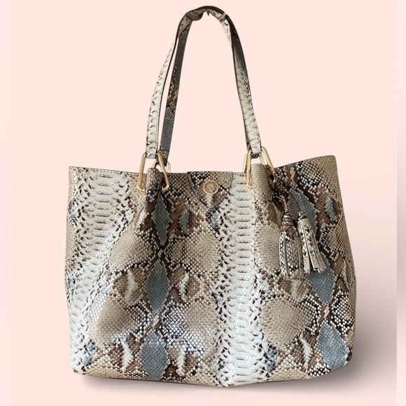 Anne Klein Handbags - Anne Klein Women's A-Hinge Snake-Print Tote NWOT